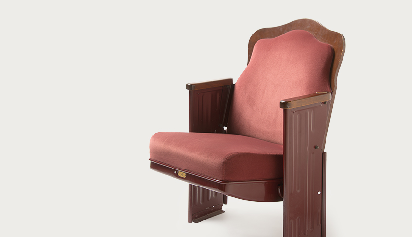 Theatre seat from the Orangeville Opera House. Photo by Pete Paterson.