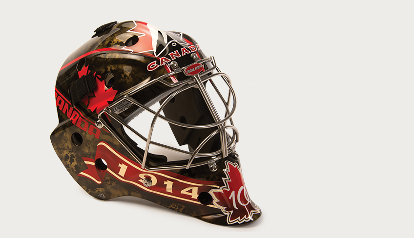 Custom painted hockey helmet by artist David Arrigo | Photo by: Pete Paterson
